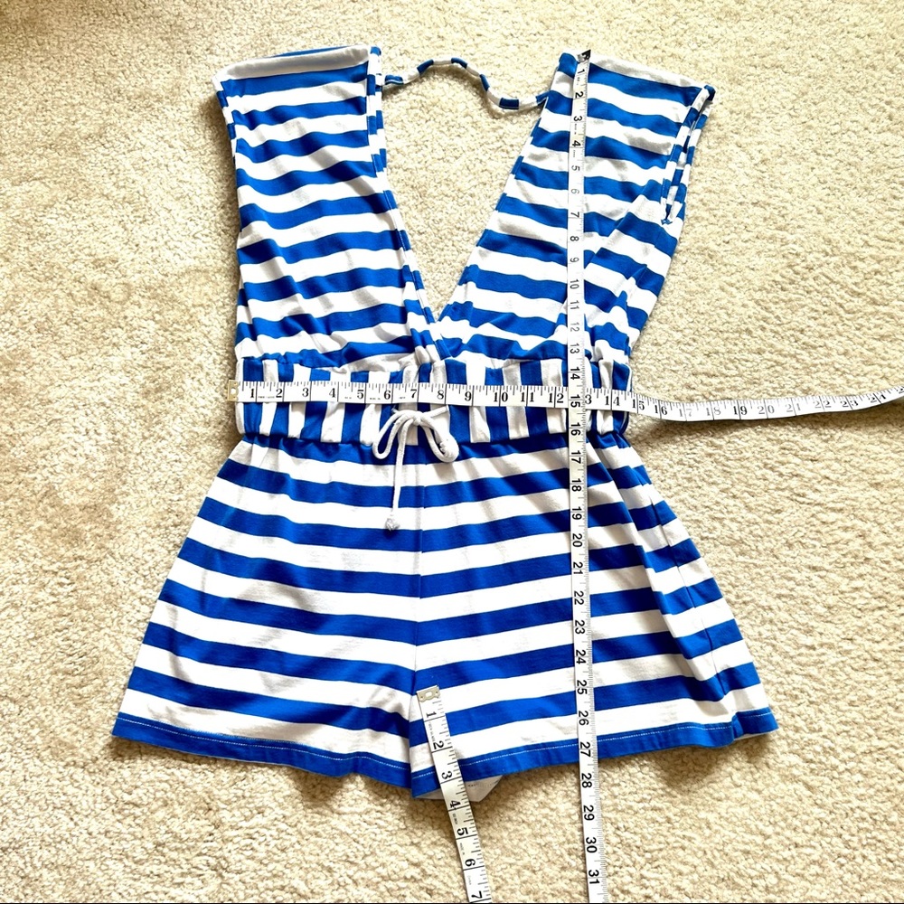 VENUS Striped Deep-V Romper Swim Cover Up—SZ. Small - Picture 10 of 12
